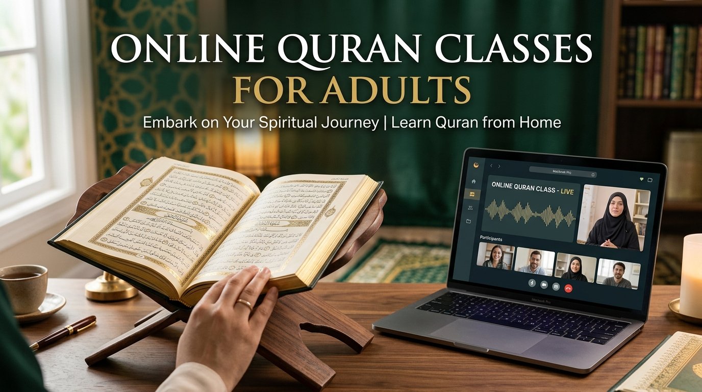 Adult student studying Quran online in 1-on-1 private class with certified Quran tutor